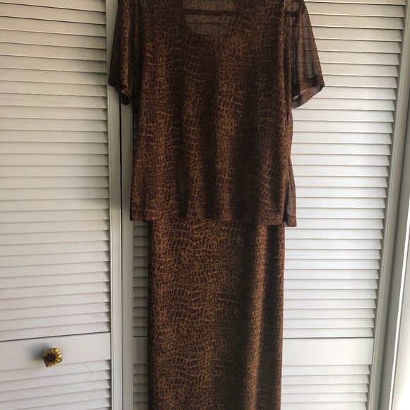 Dress, brown long leopard print - Picture 1 of 6